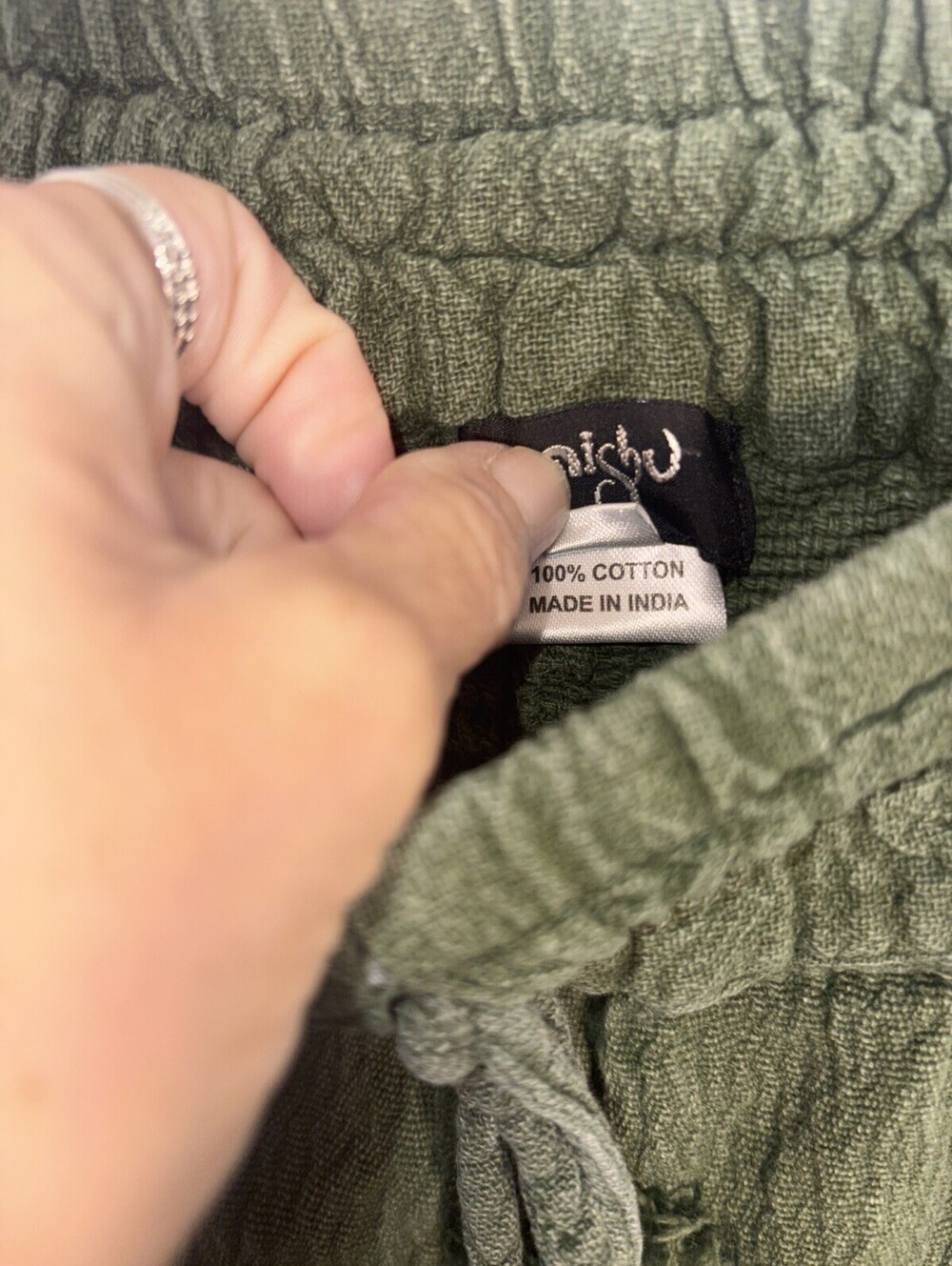 Olive Green Distressed Cargo Wide-Leg Pants - Picture 10 of 14